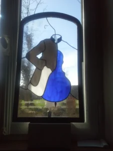 Fenêtre prête à poser armature acier vitrail Tiffany