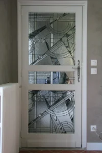 Vitrail Tiffany porte intérieure Art Déco