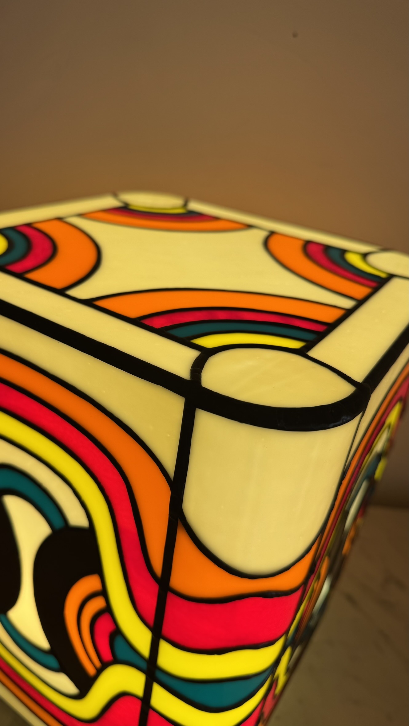 Lampe Art Contemporain Vitrail Tiffany Psychédélik – Image 8