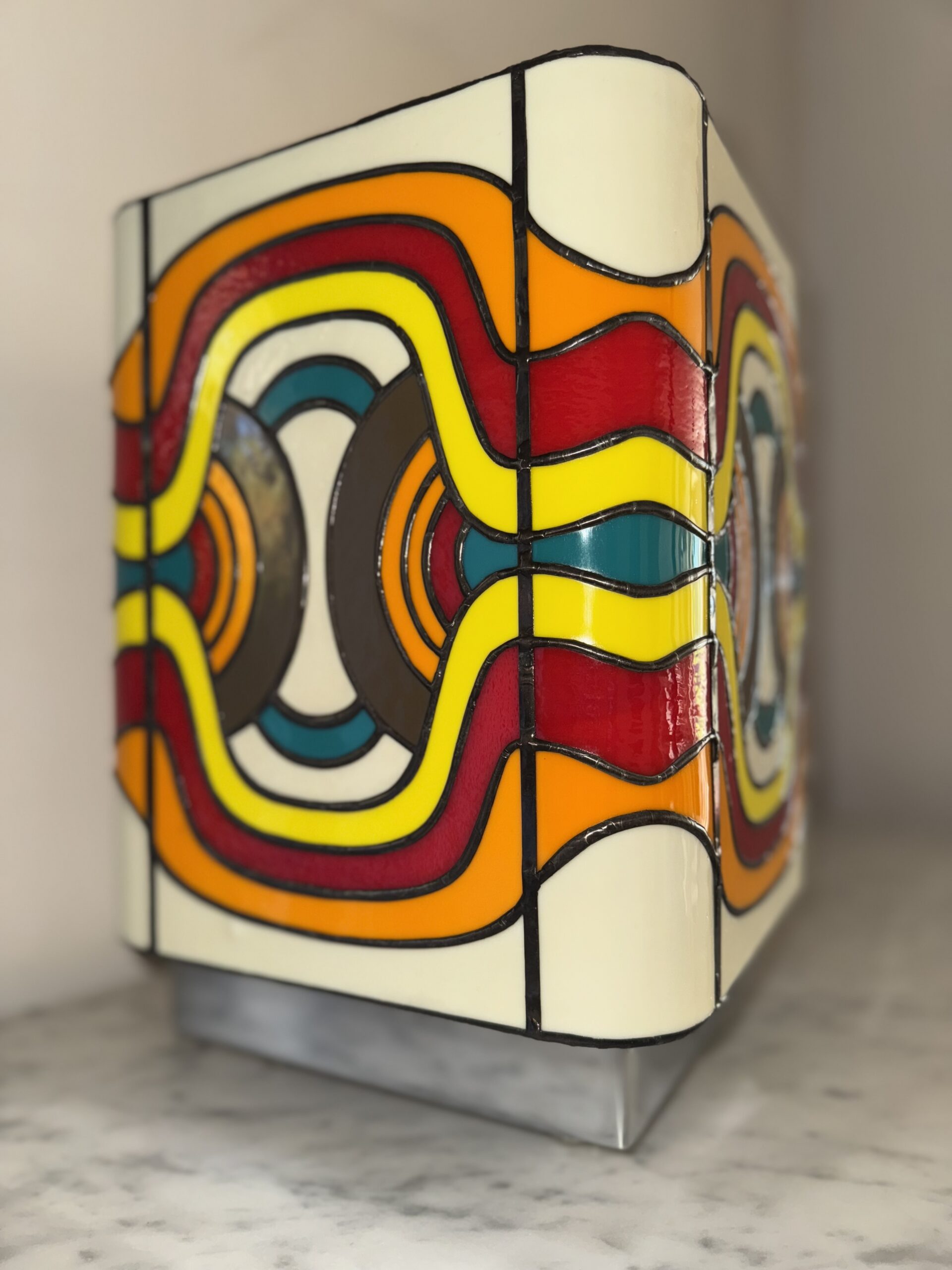 Lampe Art Contemporain Vitrail Tiffany Psychédélik – Image 6