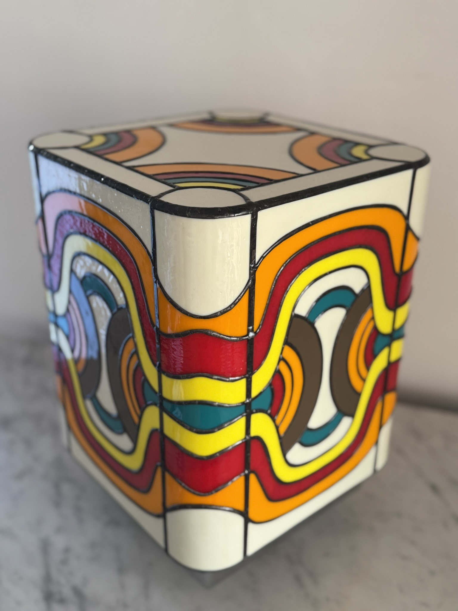 Lampe Art Contemporain Vitrail Tiffany Psychédélik – Image 5