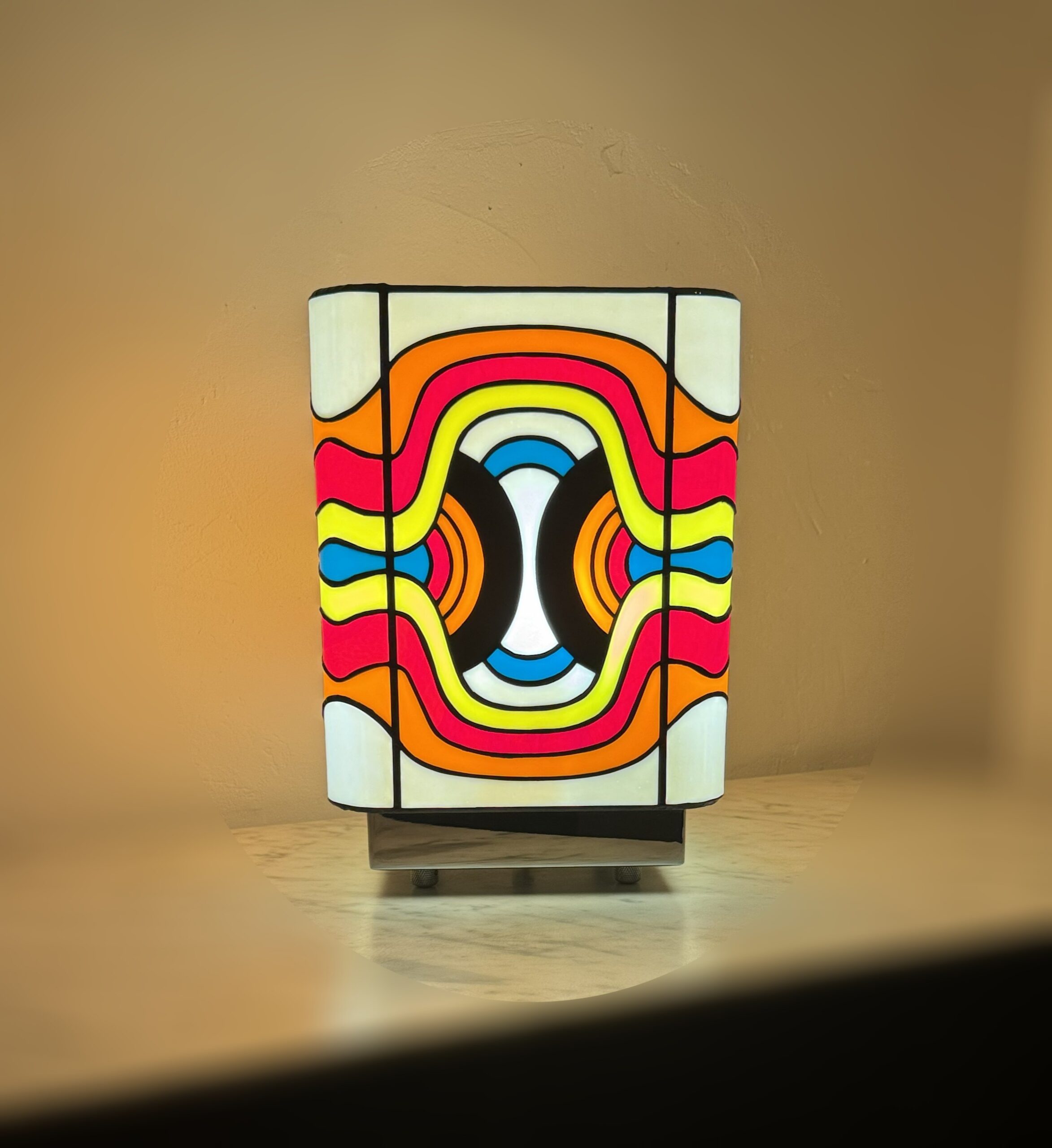 Lampe Art Contemporain Vitrail Tiffany Psychédélik – Image 2
