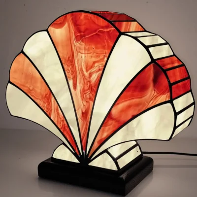 Lampe Art Déco Vitrail Tiffany 1918 Coquillage Andrinople