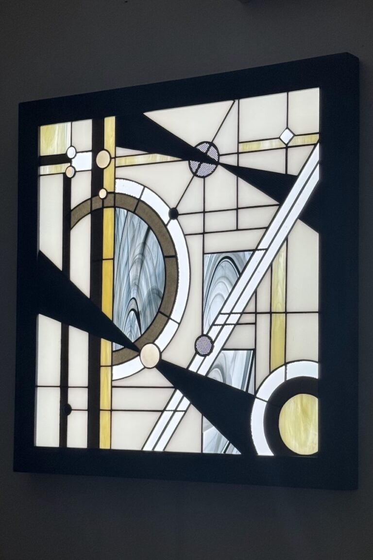 Vitrail Tiffany contemporain, tableau lumineux à LED Edora
